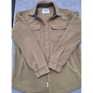 American Eagle Outfitters Mens Fleece Shirt Jacket Tan Snap Front Pockets Size S